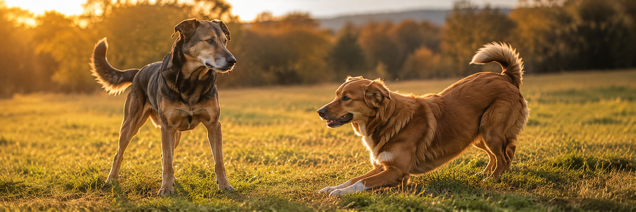 zwei Hunde interagieren miteinander